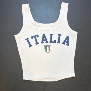 Italia White Ribbed Tank Top